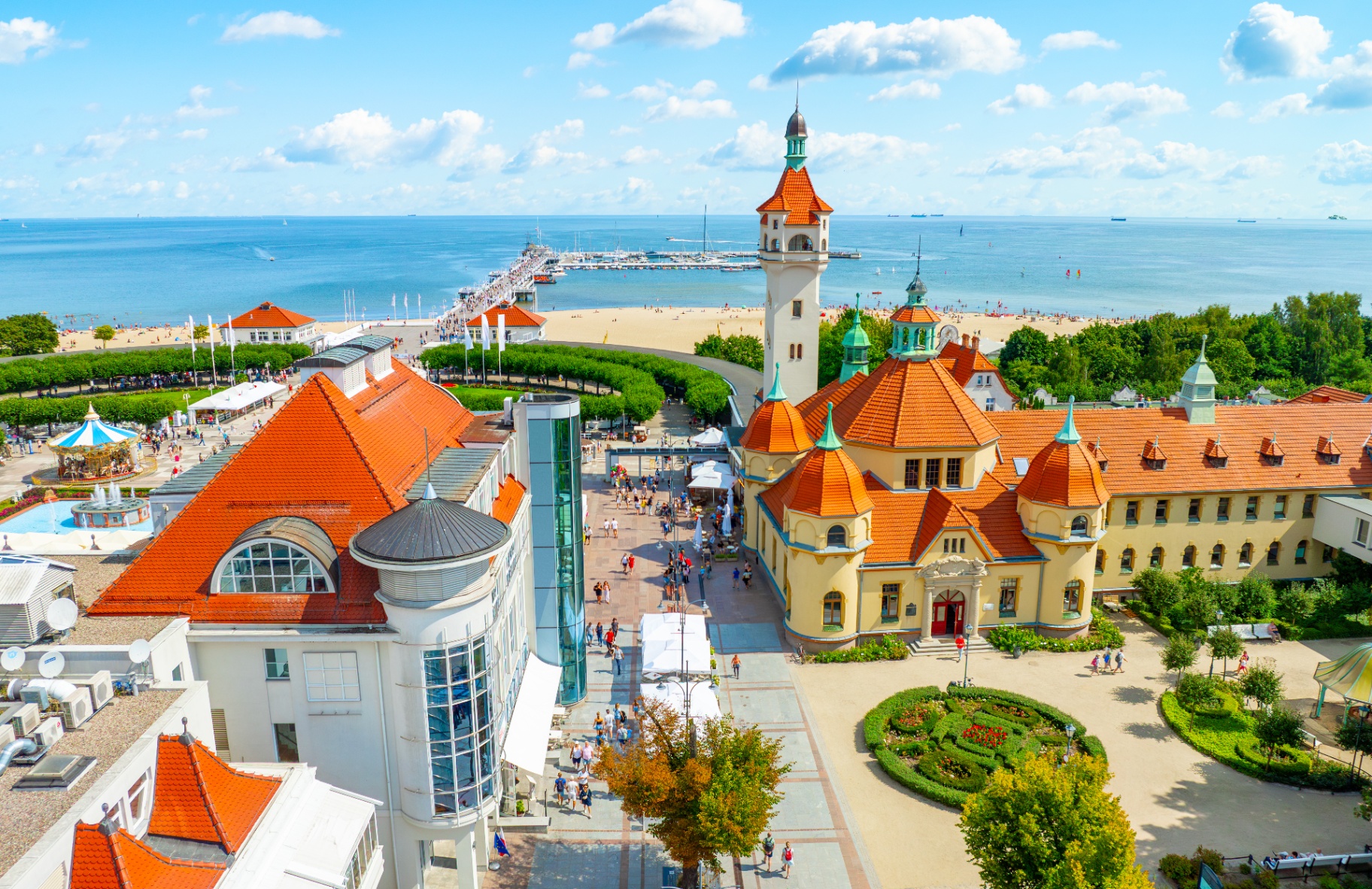 Sopot pier and Baltic coast in Poland